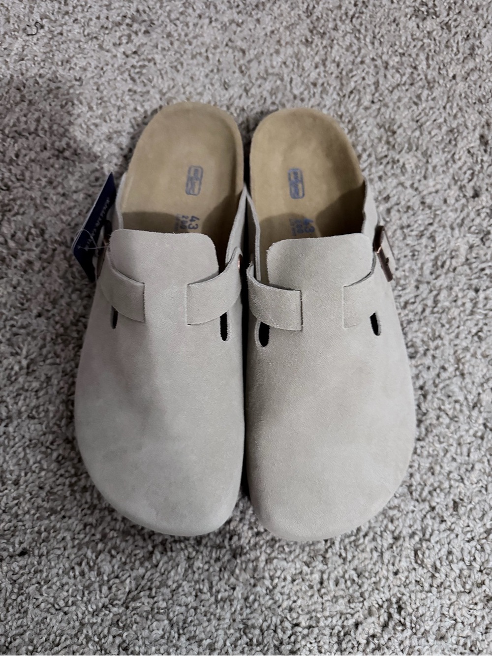 Birkenstock Soft Beige Suede Clogs - Picture 1 of 4